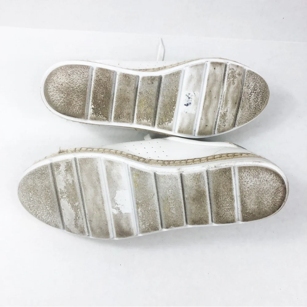 Aldo Espadrille Jute Lace Up Sneaker | White Silver | Size 10 - Picture 9 of 9